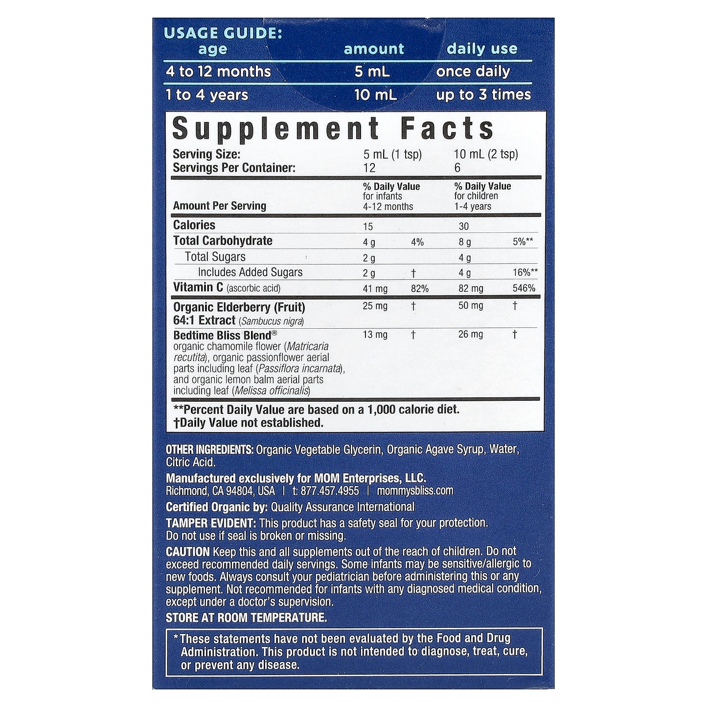 Mommy's Bliss, Organic Baby Bedtime Drops, Age 4 Months+, 2 oz (60 ml)