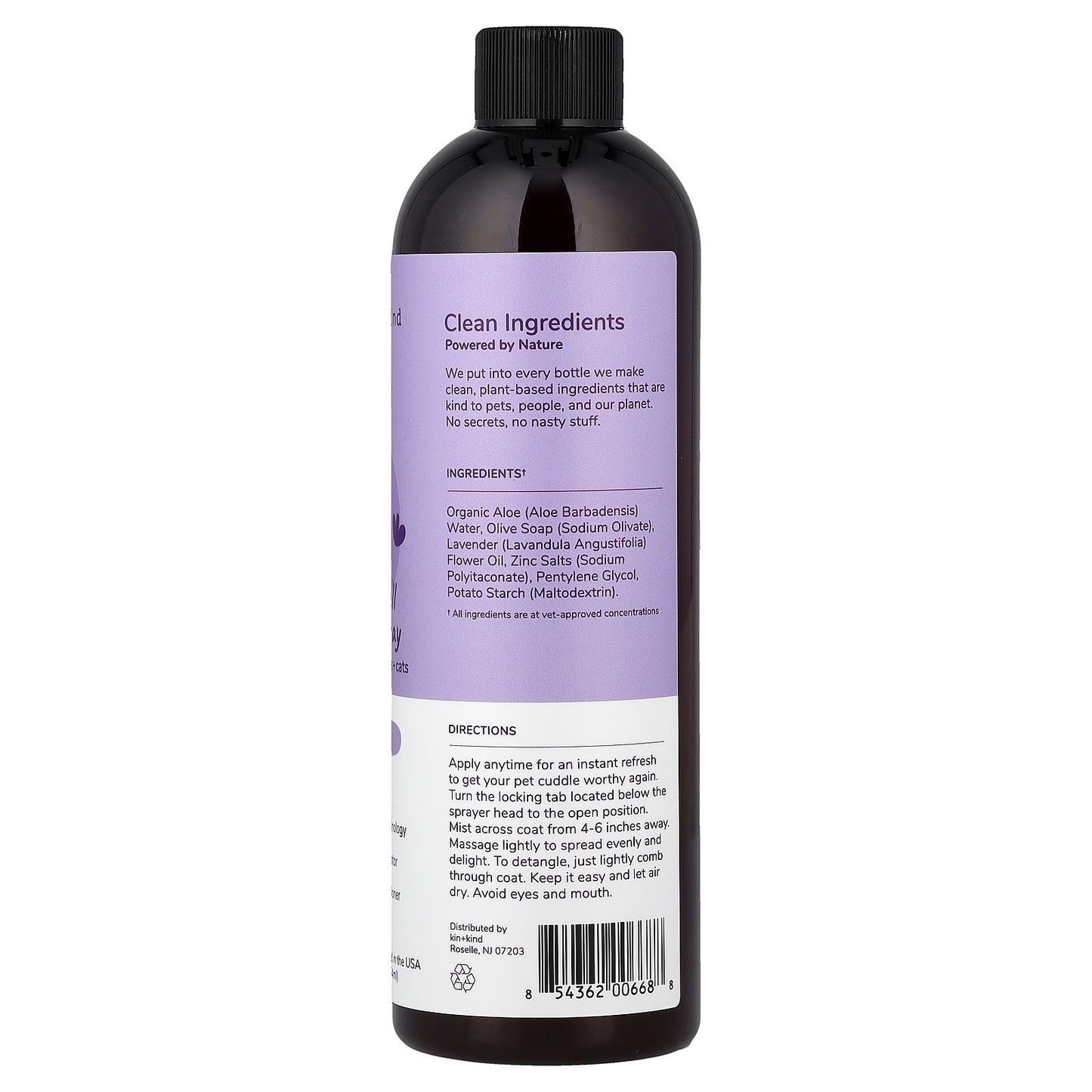 Kin+Kind, Pet Smell Coat Spray, Conditioner For Dogs + Cats, Lavender, 12 fl oz (354 ml)