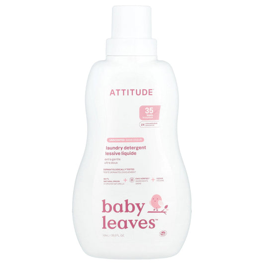 ATTITUDE, Baby Leaves™, Laundry Detergent, Extra Gentle, Unscented, 35.2 fl oz (1.04 L)