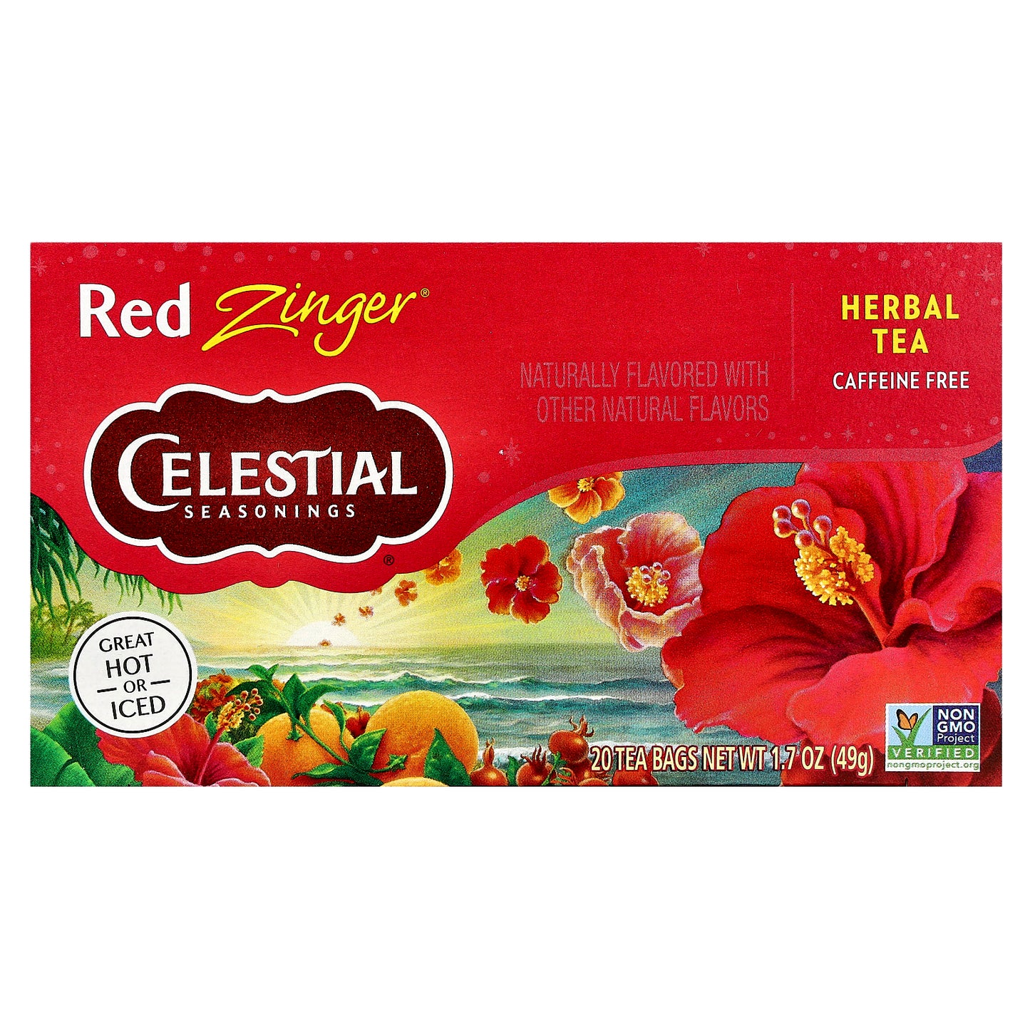 Celestial Seasonings, Herbal Tea, Red Zinger®, Caffeine Free, 20 Tea Bags, 1.7 oz (49 g)