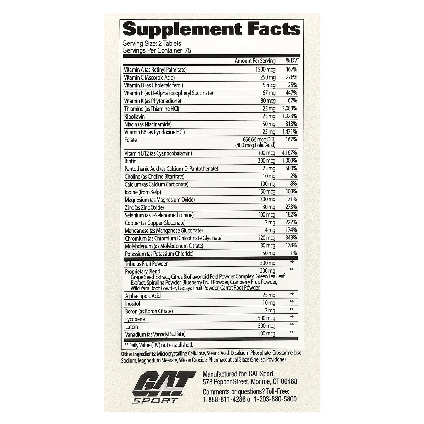 GAT, Mens Multi + Test, 150 Tablets