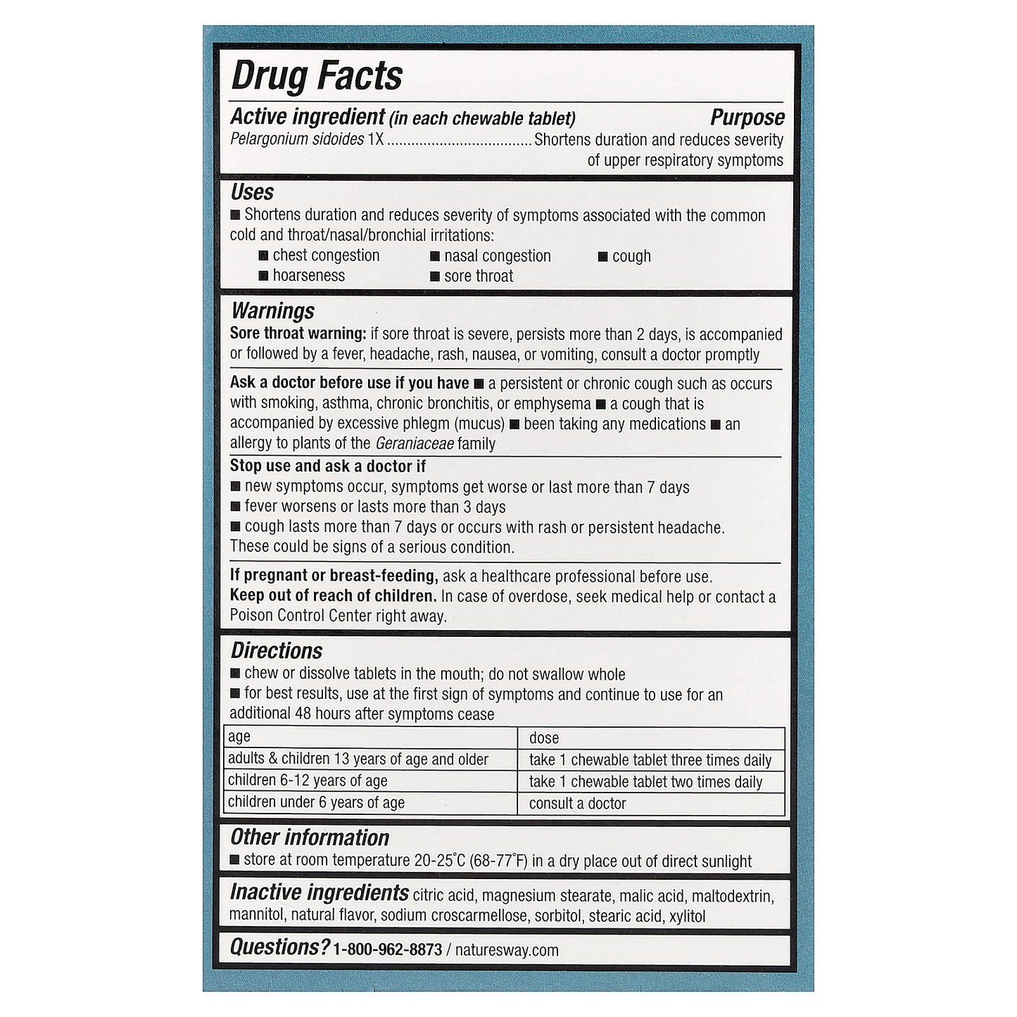 Nature's Way, Umcka®, Cold Relief Chewables, Ages 6+, Cherry, 20 Tablets