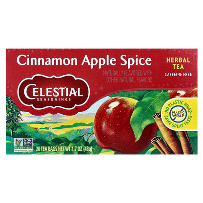 Celestial Seasonings, Herbal Tea, Cinnamon Apple Spice, Caffeine Free, 20 Tea Bags, 1.7 oz (48 g)