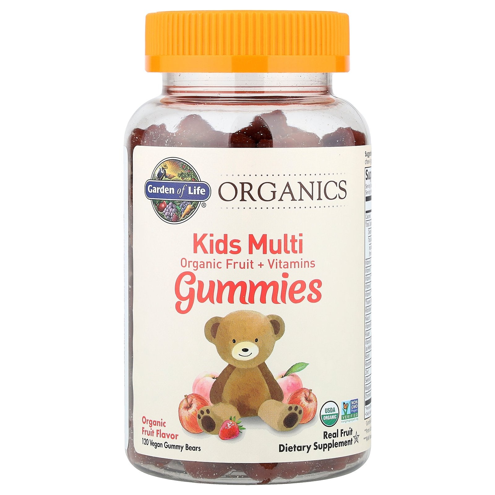Garden of Life, Organics, Kids Multi Gummies, Organic Fruit + Vitamins, Fruit, 120 Vegan Gummy Bears