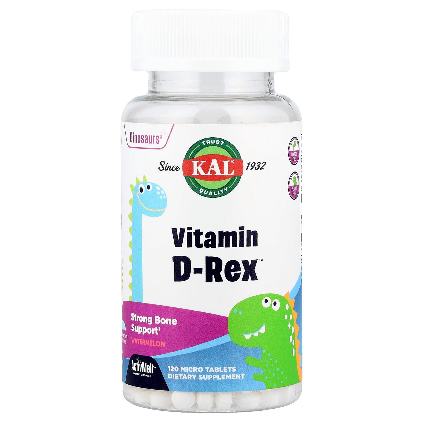 KAL, Dinosaurs®, Vitamin D-Rex™, Watermelon, 15 mcg (600 IU), 120 Micro Tablets