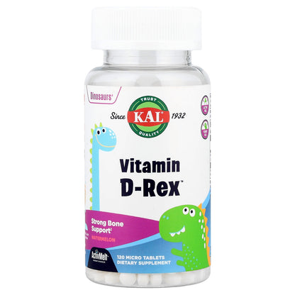KAL, Dinosaurs®, Vitamin D-Rex™, Watermelon, 15 mcg (600 IU), 120 Micro Tablets