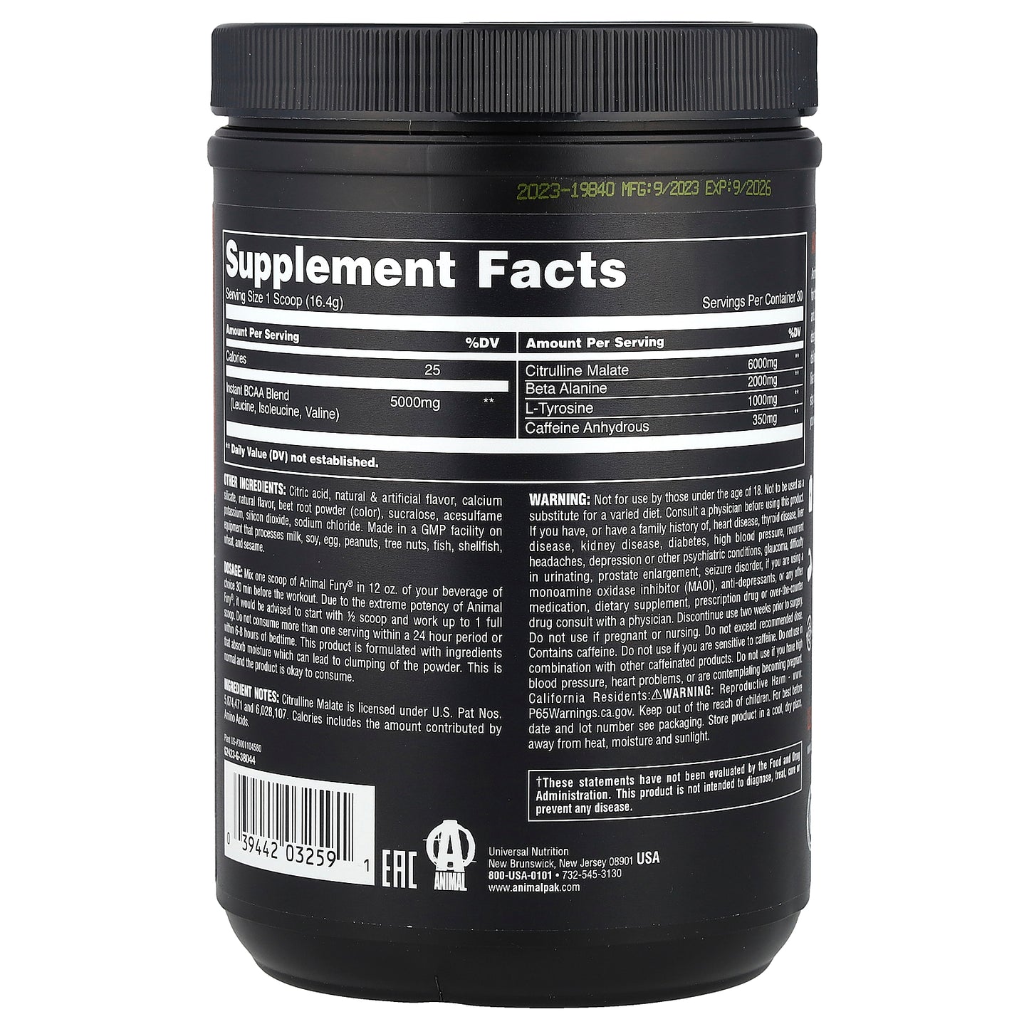 Animal, Fury®, Essentials, Pre Workout, Watermelon, 1.08 lb (492 g)