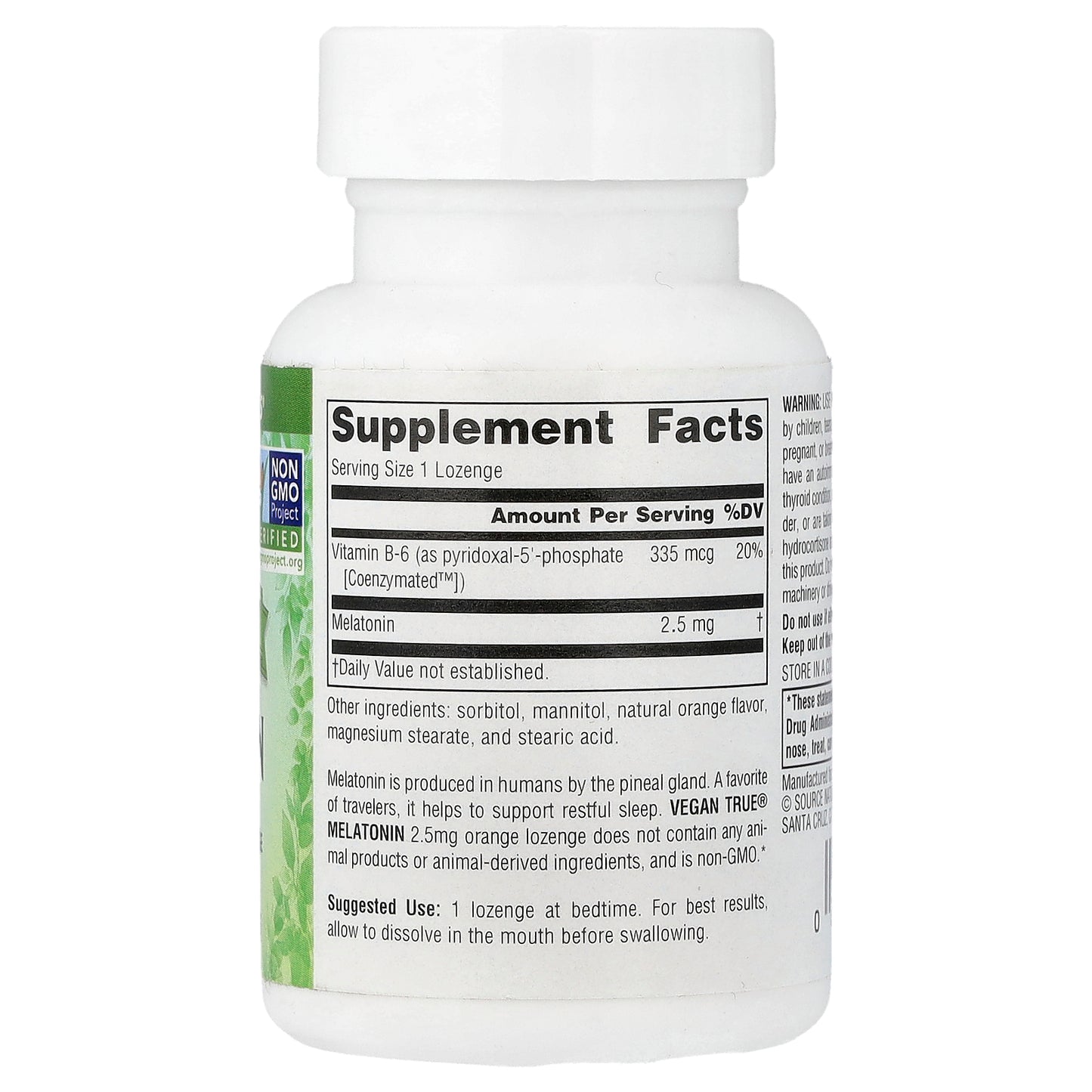 Source Naturals, Vegan True®, Melatonin, Orange, 60 Lozenges