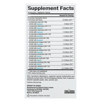 Natural Factors, Ultimate Probiotic, 12/12 Formula, 12 Billion CFU, 120 Vegetarian Capsules