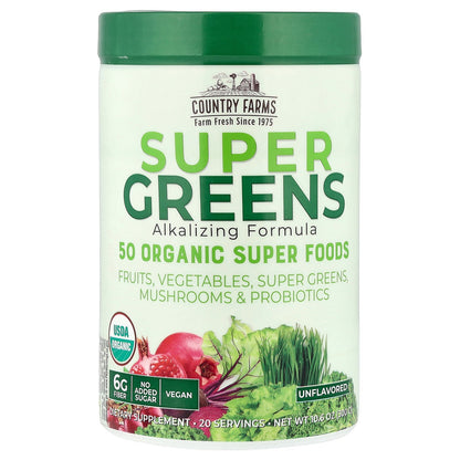 Country Farms, Super Greens, Alkalizing Formula, Unflavored, 10.6 oz (300 g)
