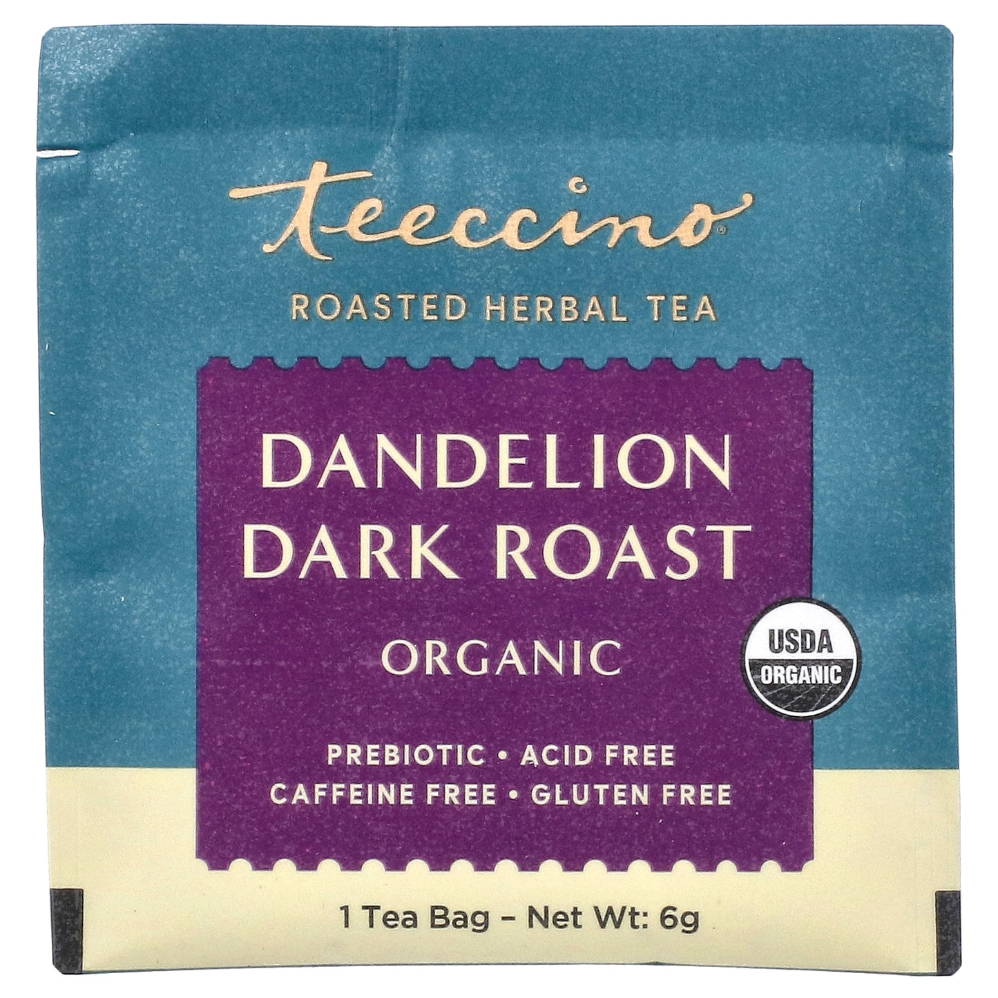 Teeccino, Organic Roasted Herbal Tea, Dandelion, Dark Roast, Caffeine Free, 10 Tea Bags, 2.12 oz (60 g)