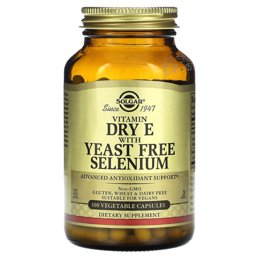 Solgar, Vitamin Dry E with Yeast Free Selenium, 100 Vegetable Capsules