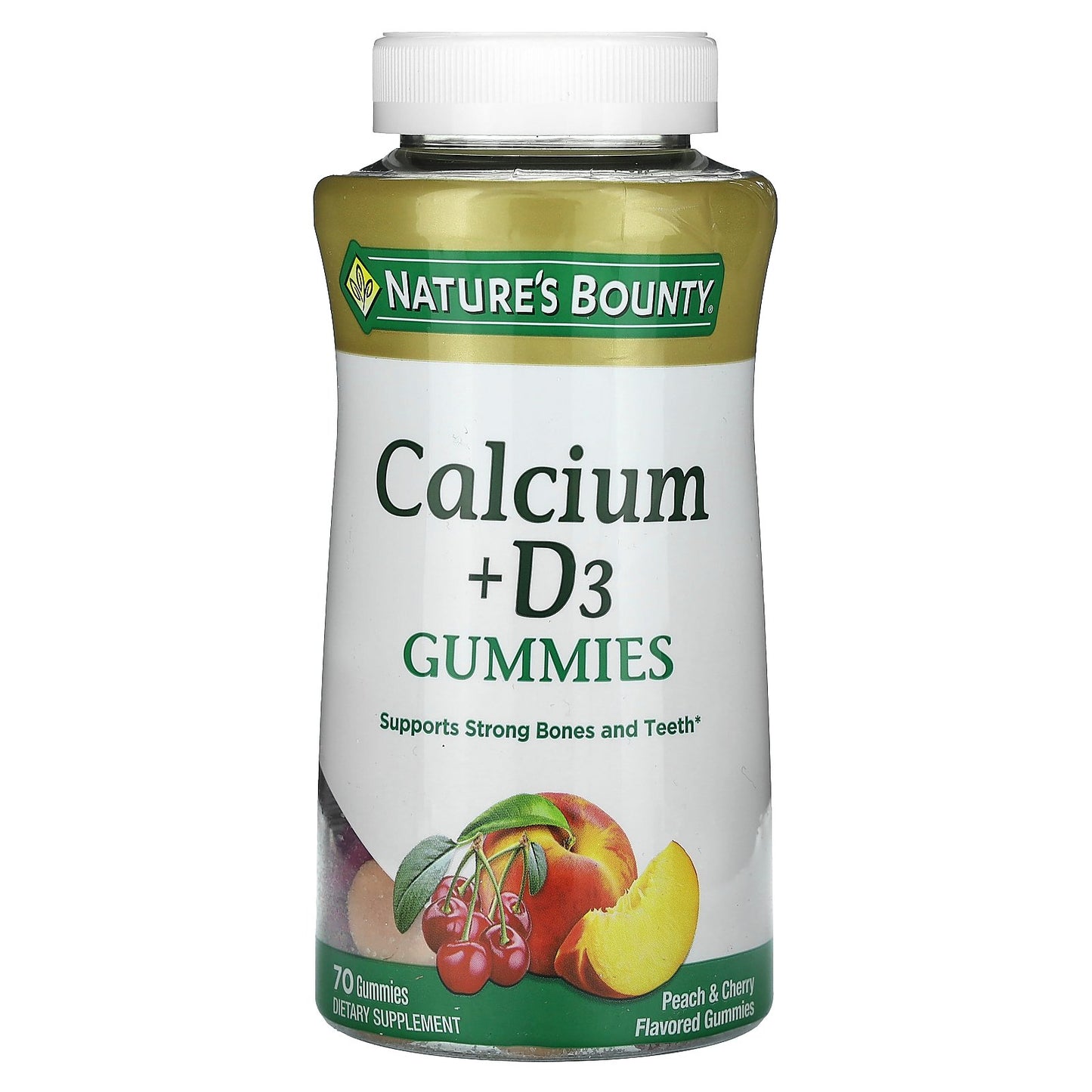 Nature's Bounty, Calcium + D3 Gummies, Peach & Cherry, 70 Gummies