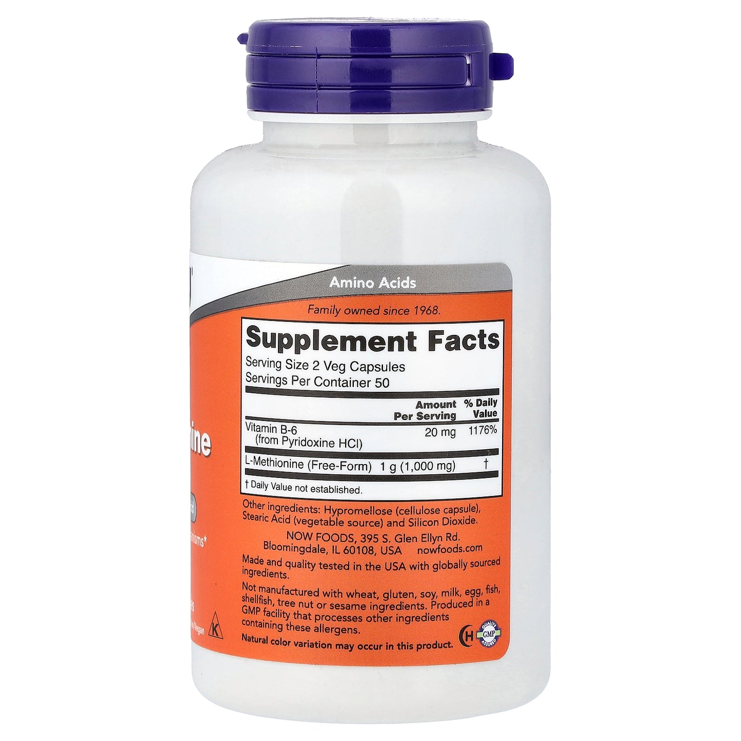 NOW Foods, L-Methionine, 100 Veg Capsules
