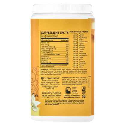 Sunwarrior, Classic Plus Protein, Vanilla, 1.65 lb (750 g)