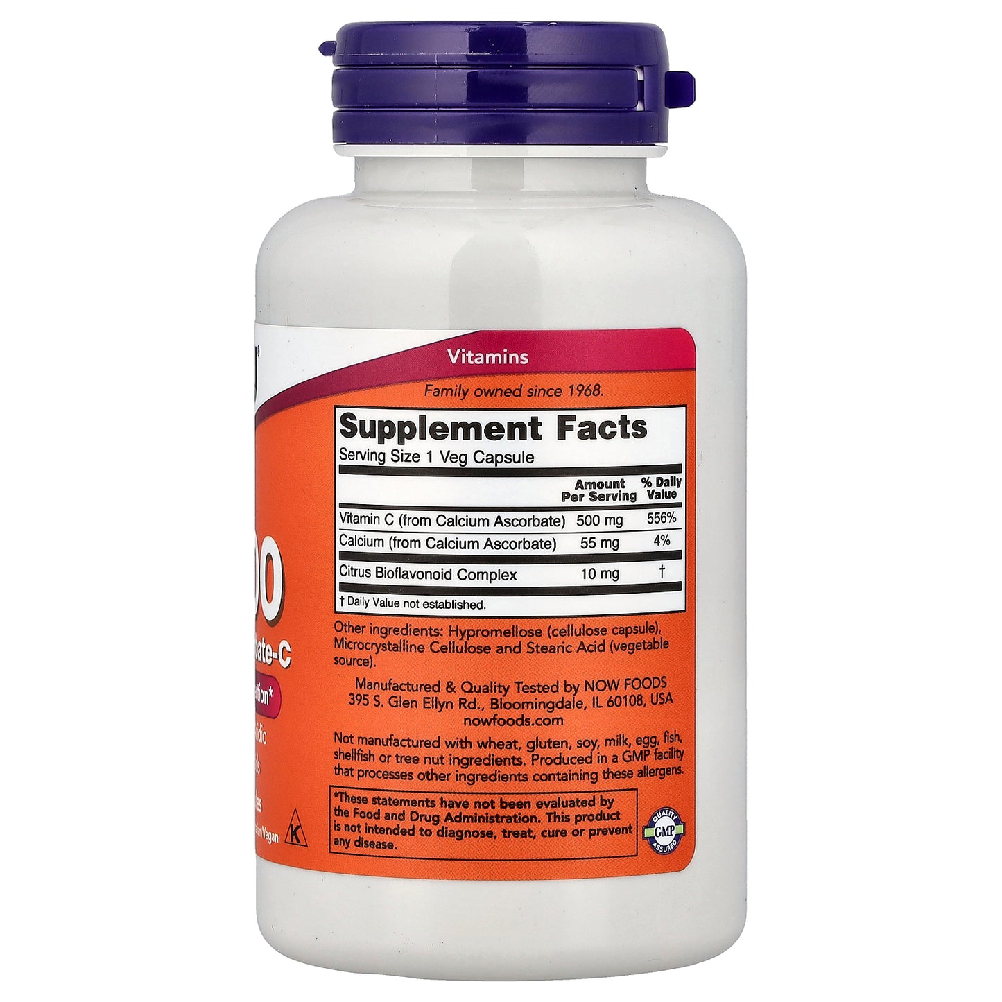 NOW Foods, C-500, Calcium Ascorbate-C, 100 Veg Capsules