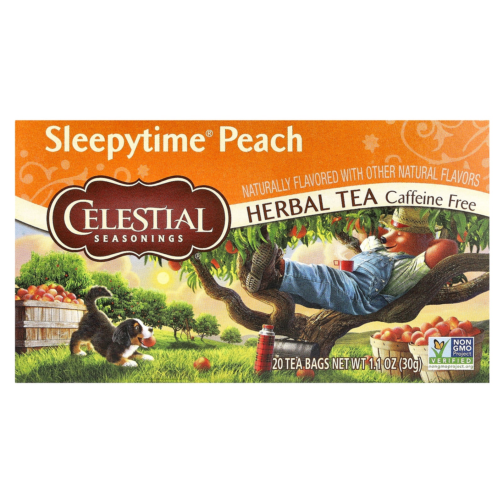 Celestial Seasonings, Herbal Tea, Sleepytime® Peach, Caffeine Free, 20 Tea Bags, 1.1 oz (30 g)