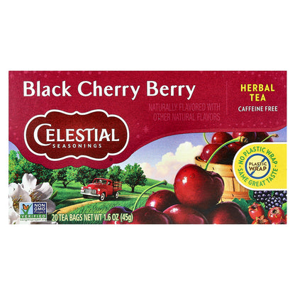 Celestial Seasonings, Herbal Tea, Black Cherry Berry, Caffeine Free, 20 Tea Bags, 1.6 oz (45 g)