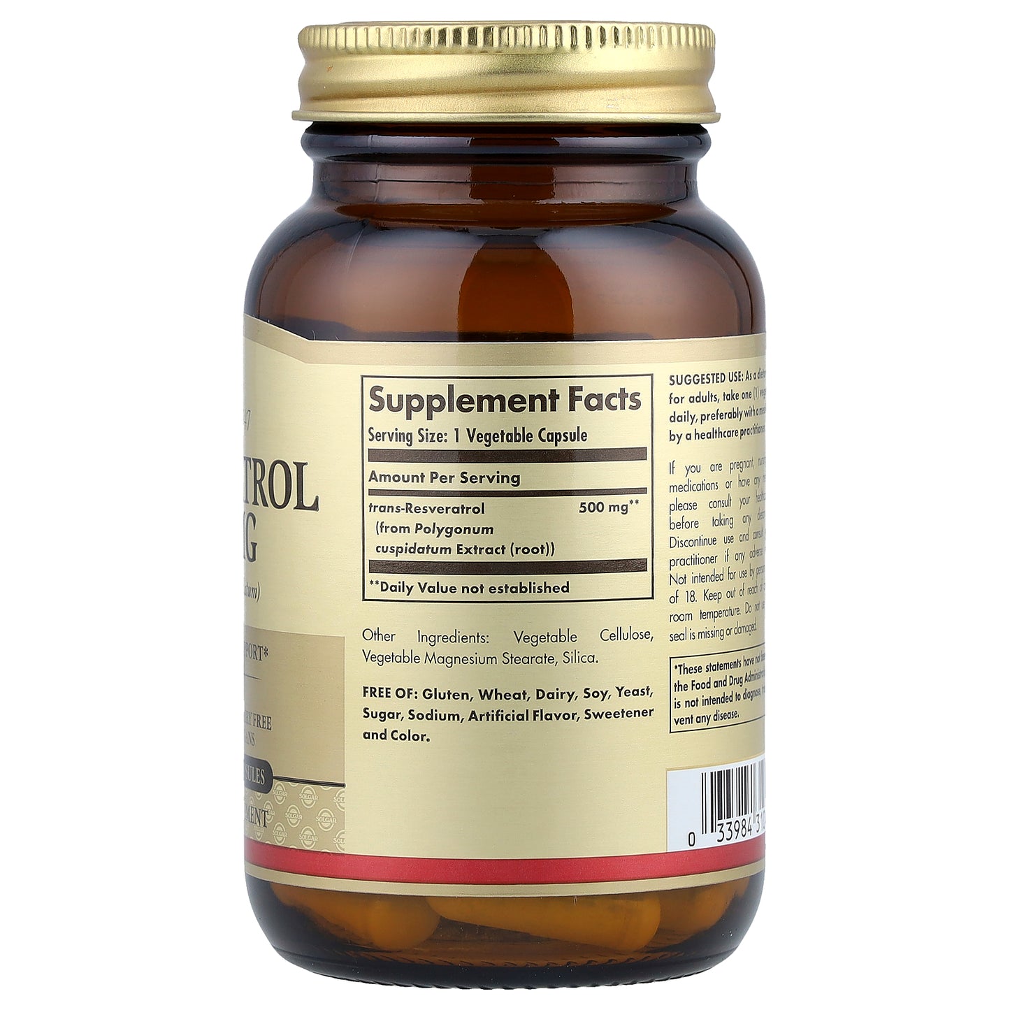 Solgar, Resveratrol, 500 mg, 30 Vegetable Capsules