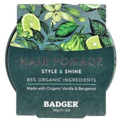 Badger, Hair Pomade, For All Hair, Vanilla & Bergamot, 2 oz (56 g)