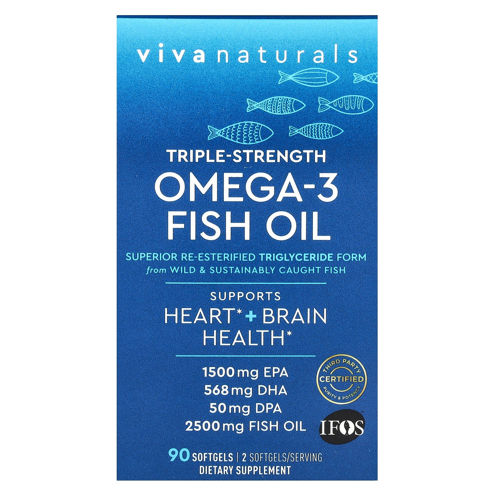 Viva Naturals, Omega-3 Fish Oil, Triple Strength, 90 Softgels