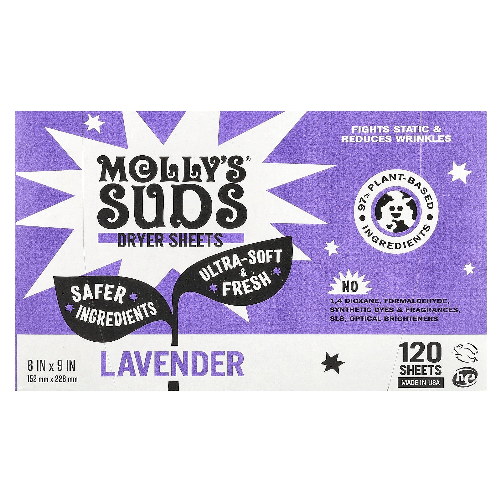 Molly's Suds, Dryer Sheets, Lavender, 120 Sheets