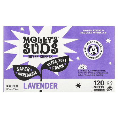 Molly's Suds, Dryer Sheets, Lavender, 120 Sheets