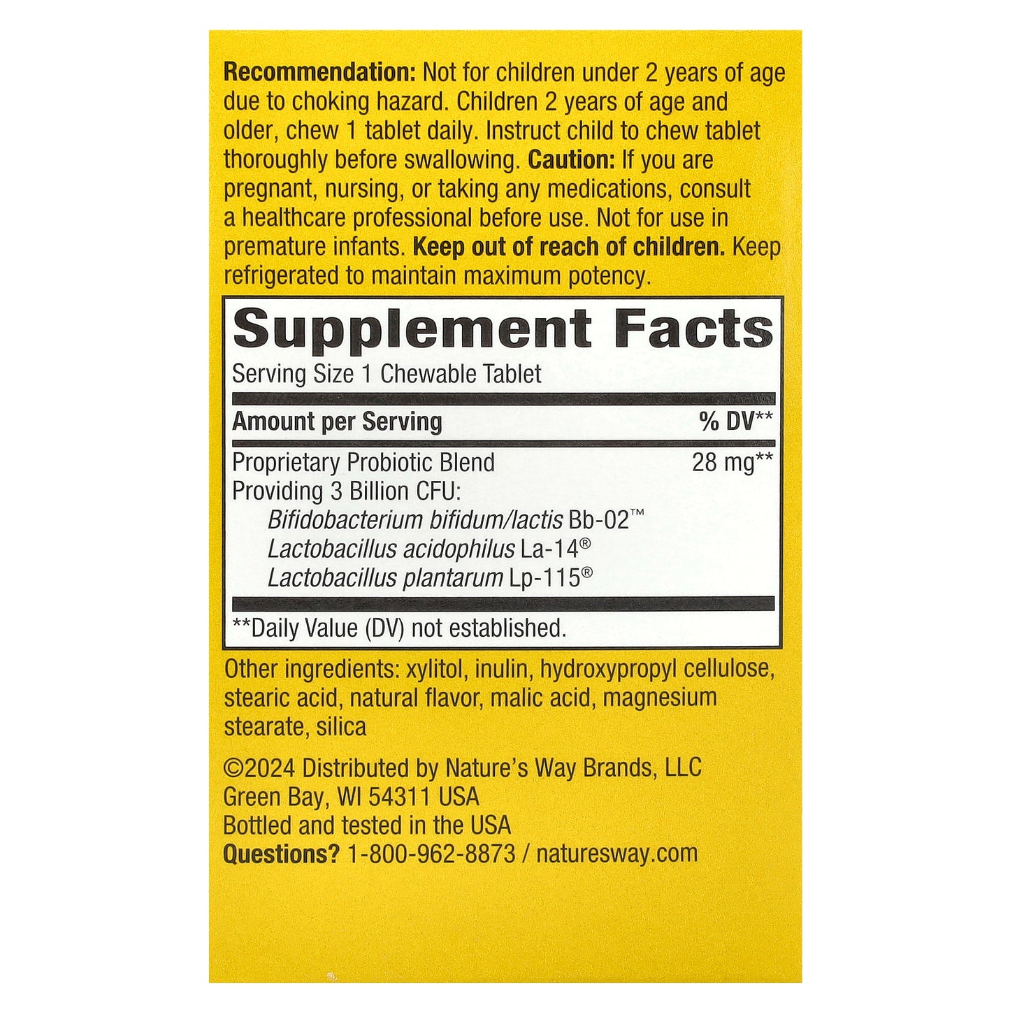 Nature's Way, Primadophilus®, Kids Probiotic Chewables, Ages 2+, Cherry , 3 Billion CFU, 60 Chewable Tablets