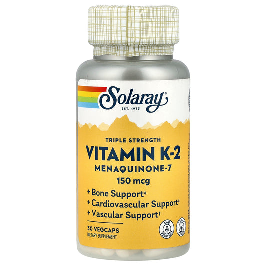 Solaray, Triple Strength, Vitamin K-2 Menaquinone-7, 150 mcg, 30 VegCaps