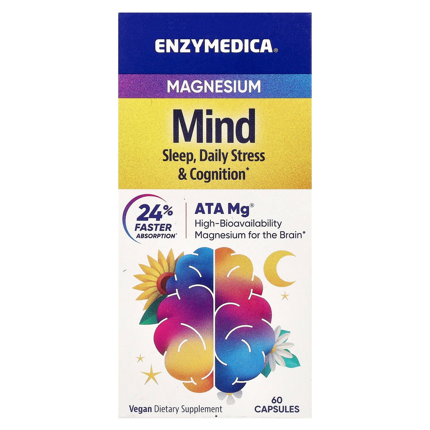 Enzymedica, Magnesium, Mind, 60 Capsules (350 mg per Capsule)