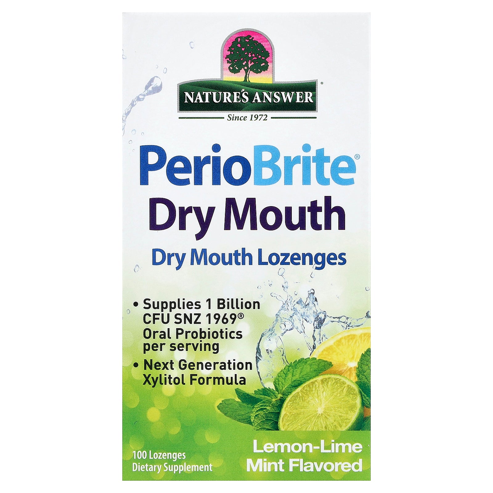 Nature's Answer, PerioBrite® Dry Mouth Lozenges, Lemon-Lime Mint, 100 Lozenges