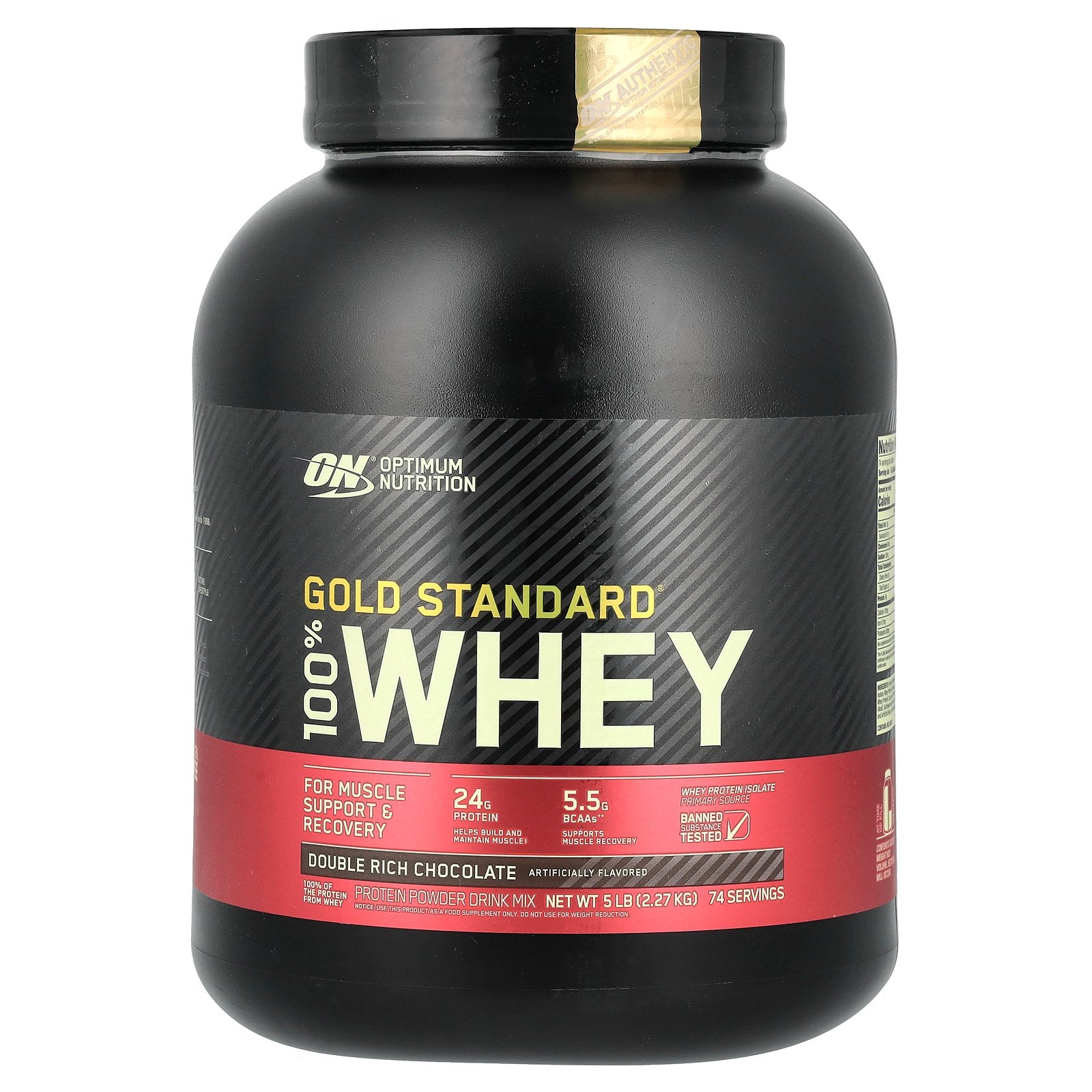 Optimum Nutrition, Gold Standard® 100% Whey, Double Rich Chocolate, 5 lbs (2.27 kg)