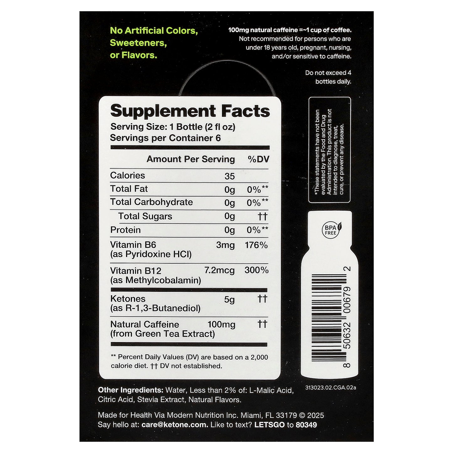 Ketone-IQ, Energy Shot, Green Apple, 6 Bottles, 2 fl oz (59 ml) Each