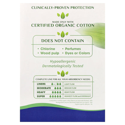 Organyc, Organic Cotton Pads, Heavy Flow, 10 Pads