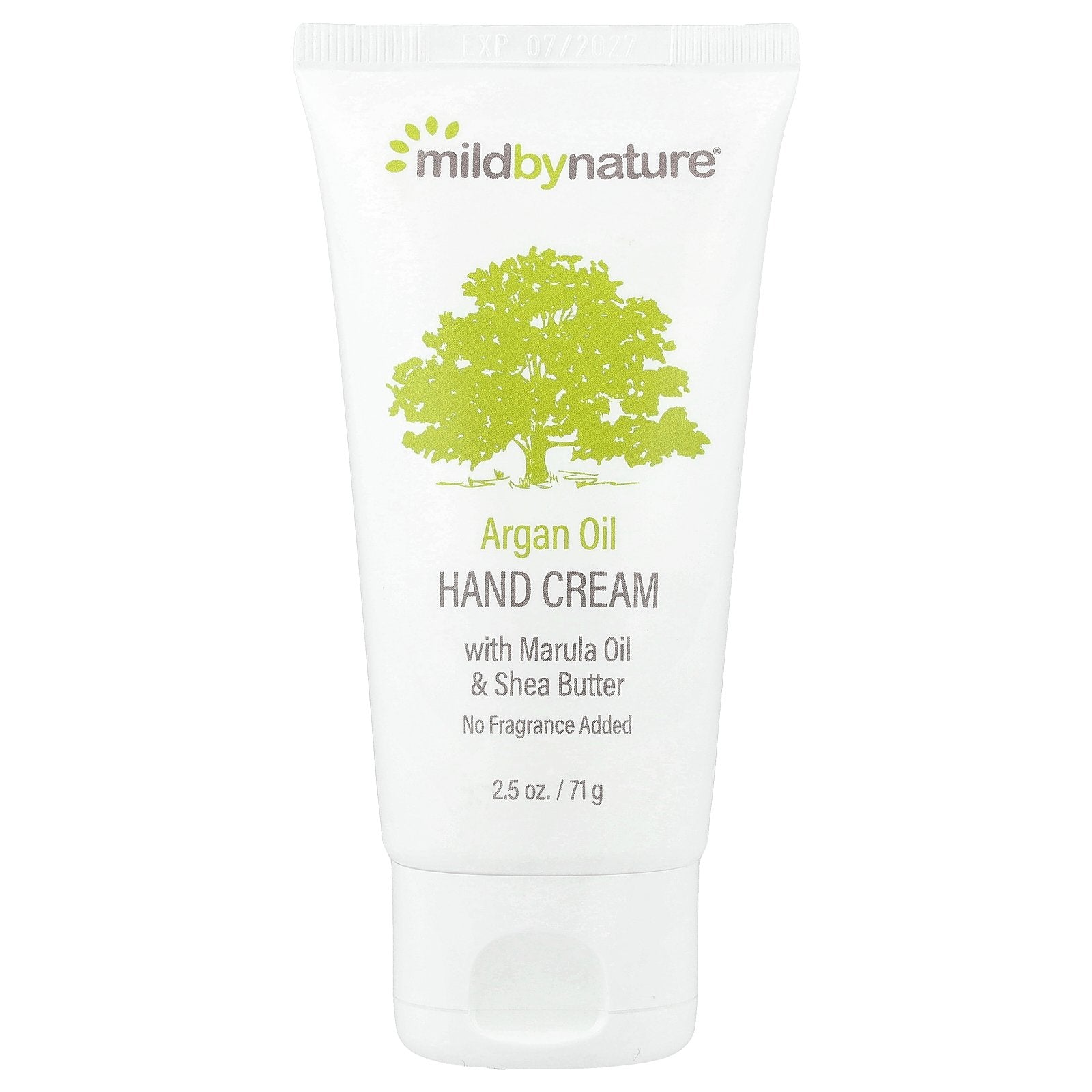Mild By Nature, Argan Oil Hand Cream with Marula Oil & Coconut Oil plus Shea Butter, Soothing and Unscented, 2.5 oz (71 g)