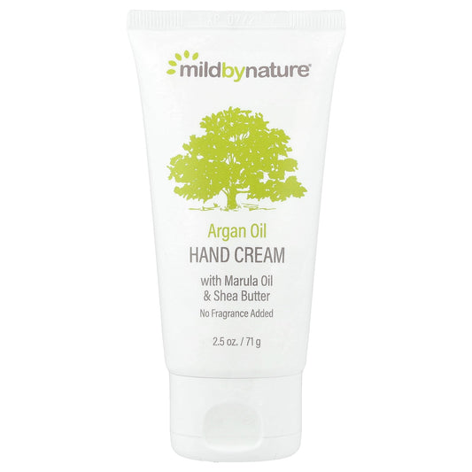Mild By Nature, Argan Oil Hand Cream with Marula Oil & Coconut Oil plus Shea Butter, Soothing and Unscented, 2.5 oz (71 g)