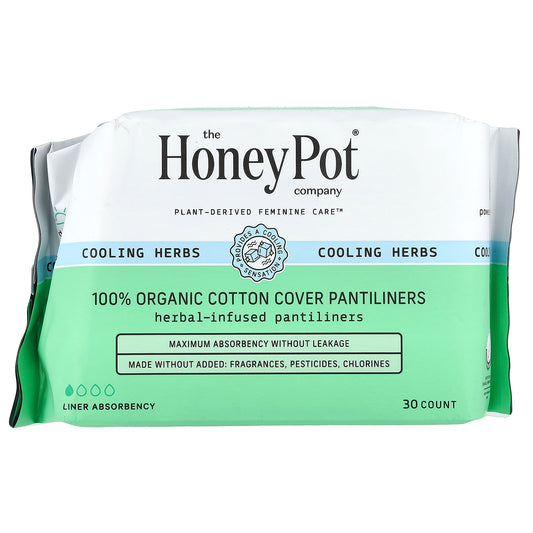 The Honey Pot Company, Organic Everyday Herbal-Infused Pantiliners, 30 Count