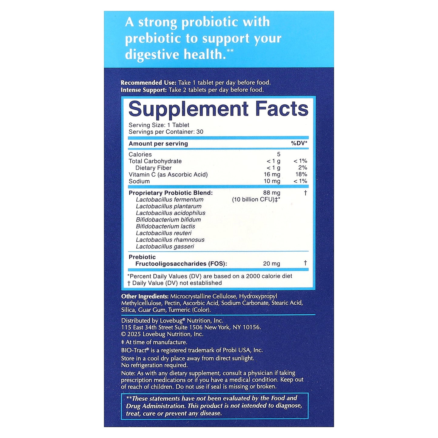 LoveBug Probiotics, Here's The Skinny® Probiotic, 30 Tablets