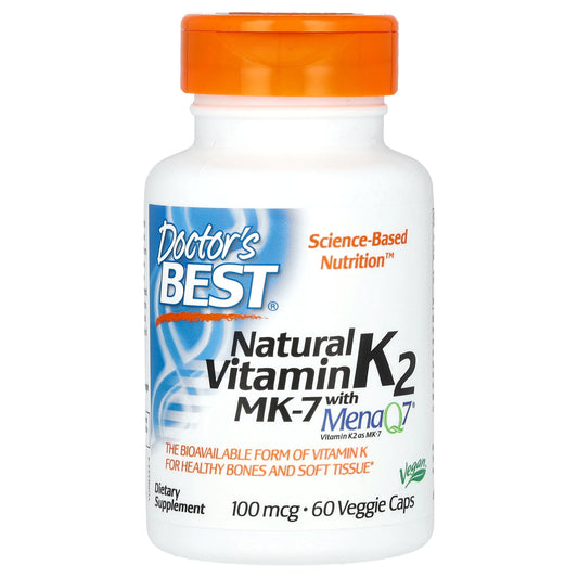 Doctor's Best, Natural Vitamin K2 MK-7 with MenaQ7, 100 mcg, 60 Veggie Caps