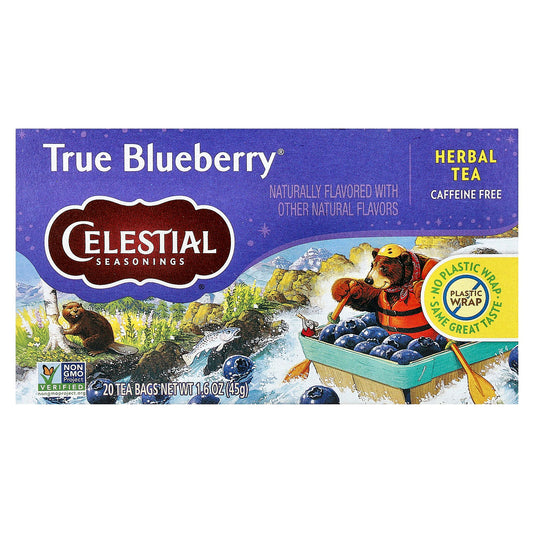 Celestial Seasonings, Herbal Tea, True Blueberry®, Caffeine Free, 20 Tea Bags, 1.6 oz (45 g)