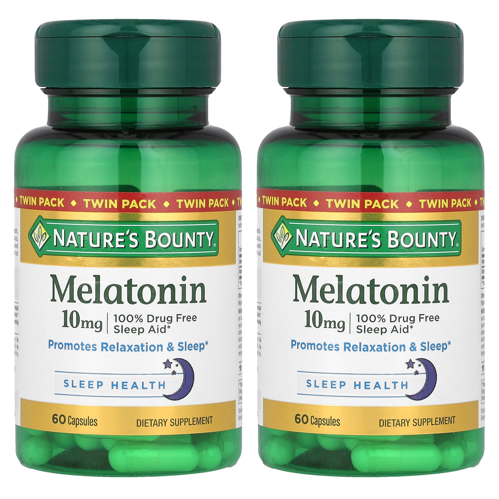 Nature's Bounty, Melatonin, Twin Pack, 10 mg, 60 Capsules Each