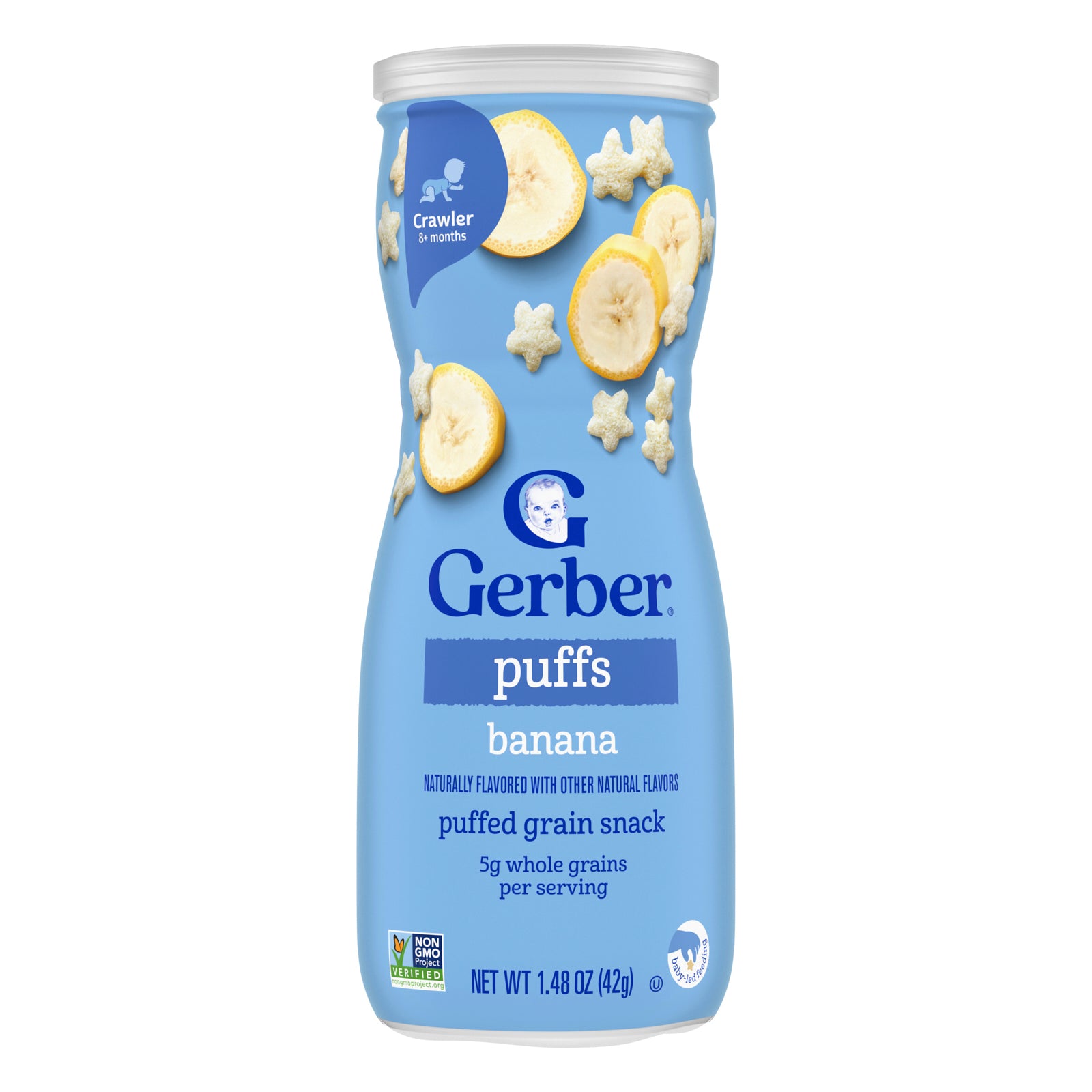 Gerber, Puffs, Puffed Grain Snack, Crawler 8+ Months, Banana, 1.48 oz (42 g)