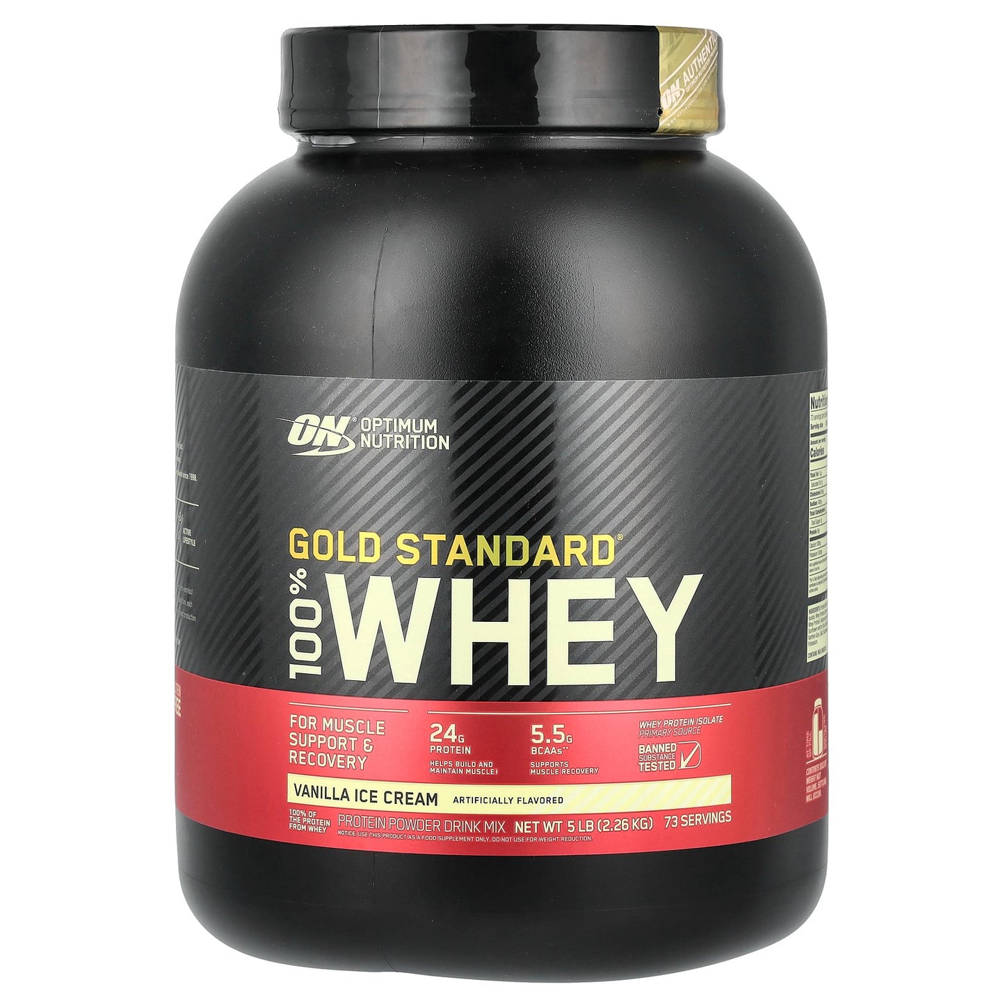 Optimum Nutrition, Gold Standard® 100% Whey, Vanilla Ice Cream, 5 lb (2.26 kg)