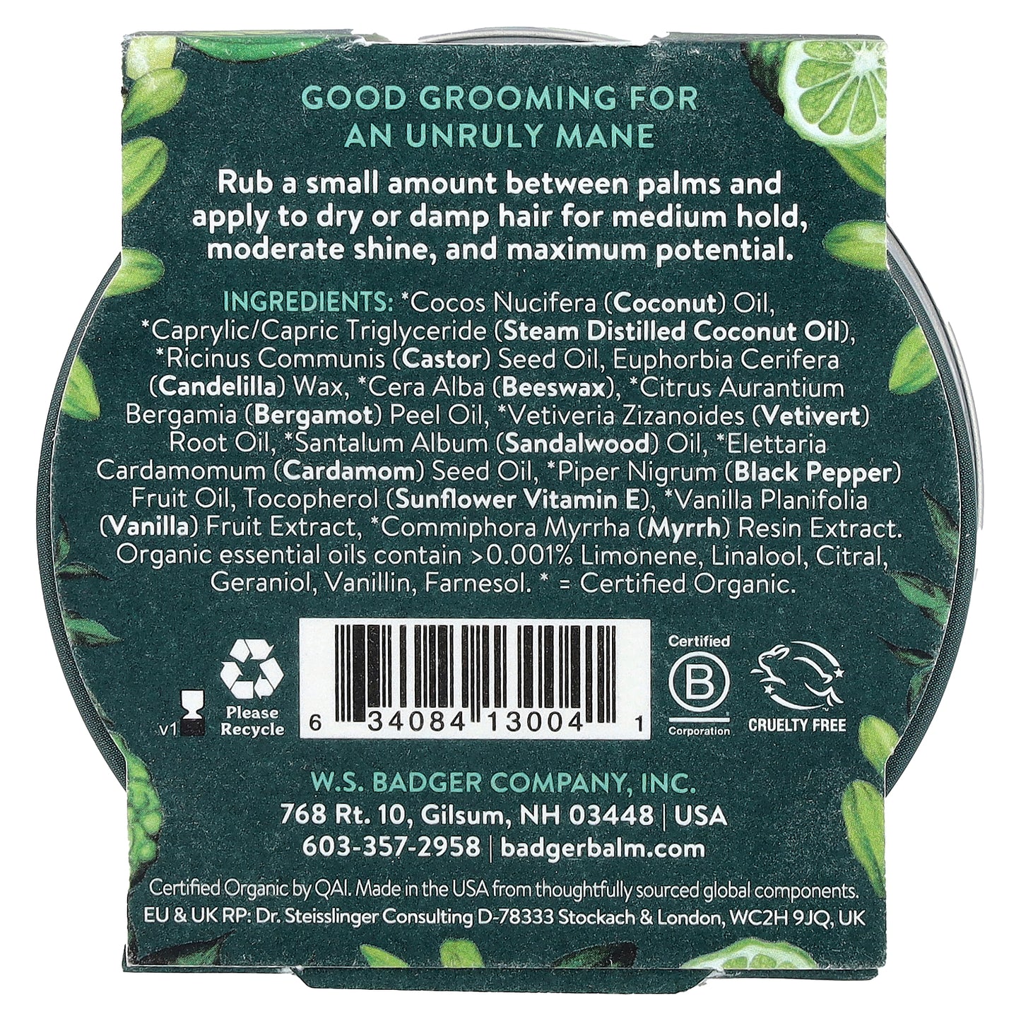 Badger, Hair Pomade, For All Hair, Vanilla & Bergamot, 2 oz (56 g)