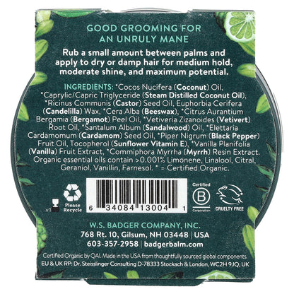 Badger, Hair Pomade, For All Hair, Vanilla & Bergamot, 2 oz (56 g)