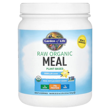 Garden of Life, RAW Organic Meal Replacement Shake, Plant-Based, Vanilla, 1 lb 2.52 oz (525 g)