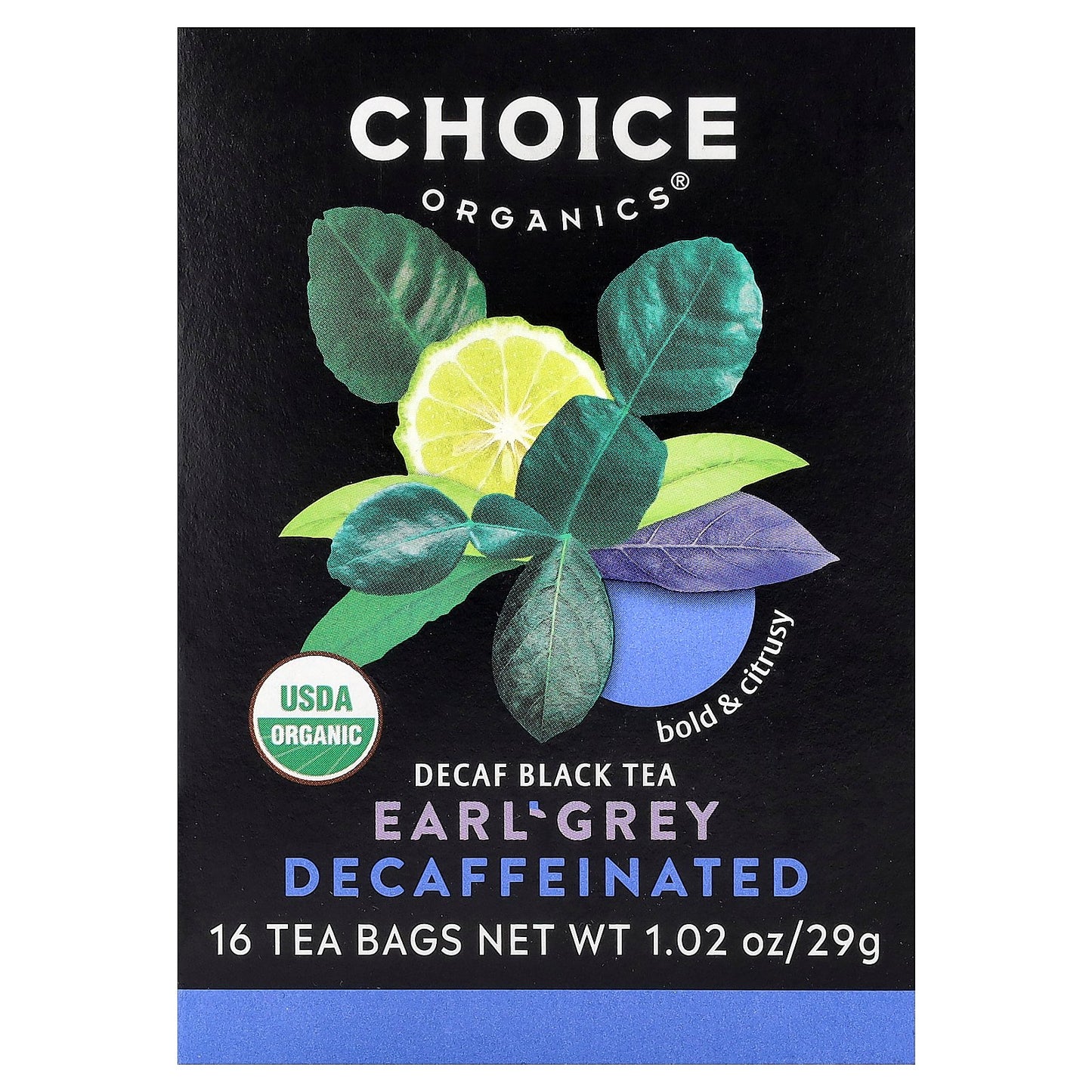 Choice Organics, Black Tea, Earl Grey, Decaf , 16 Tea Bags, 1.02 oz (29 g)