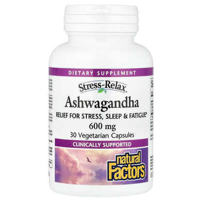 Natural Factors, Stress-Relax®, Ashwagandha, 600 mg, 30 Vegetarian Capsules