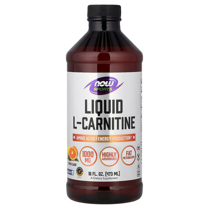 NOW Foods, Sports, Liquid L-Carnitine, Citrus, 16 fl oz (473 ml)