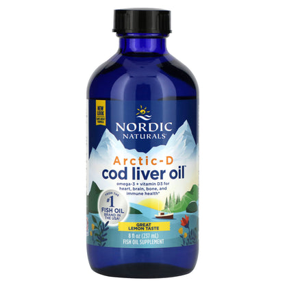 Nordic Naturals, Arctic-D Cod Liver Oil, Lemon, 8 fl oz (237 ml)